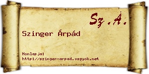 Szinger Árpád névjegykártya