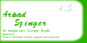 arpad szinger business card